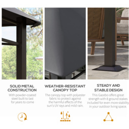 Outsunny 3 x 3m Grey Steel Frame Outdoor Patio Tent Gazebo - Wilko - thumbnail 6