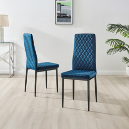 Furniturebox Valera Set of 4 Navy Blue and Black Velvet Dining Chair - Wilko - thumbnail 3
