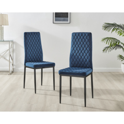 Furniturebox Valera Set of 4 Navy Blue and Black Velvet Dining Chair - Wilko - thumbnail 7