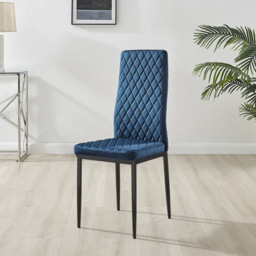 Furniturebox Valera Set of 4 Navy Blue and Black Velvet Dining Chair - Wilko - thumbnail 6