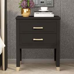 Palazzi 2 Drawer Black Bedside Table - Wilko