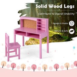 Costway Kids Pink Table and Chair Set with Hutch - Size: 89 x 47 x 15cm - Wilko - thumbnail 7