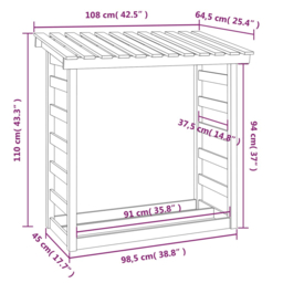 vidaXL Natural Pine Wood Firewood Log Holder 110 x 108 x 64.5cm - n/a - Wilko - thumbnail 7