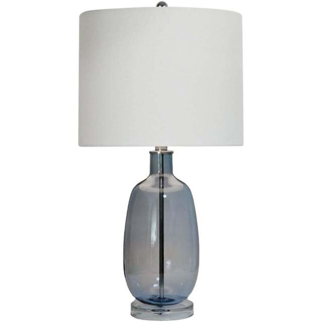 Acacia Home 62cm Glass Base Table Lamp with Fabric Shade - Size: 24 x 28 x 28cm - Multi - Wilko - image 1