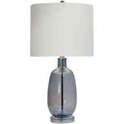 Acacia Home 62cm Glass Base Table Lamp with Fabric Shade - Size: 24 x 28 x 28cm - Multi - Wilko - thumbnail 1