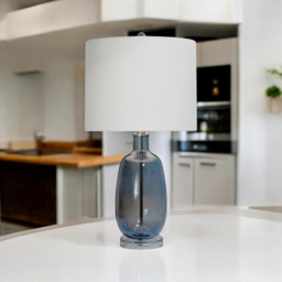 Acacia Home 62cm Glass Base Table Lamp with Fabric Shade - Size: 24 x 28 x 28cm - Multi - Wilko - thumbnail 3