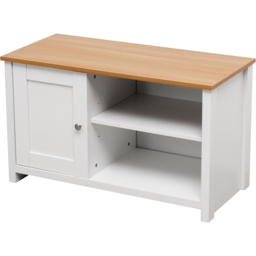FurnitureHMD Single Door 2 Shelf White and Oak Effect Wooden TV Unit - Size: 50 x 85 x 39cm - Wilko - thumbnail 3