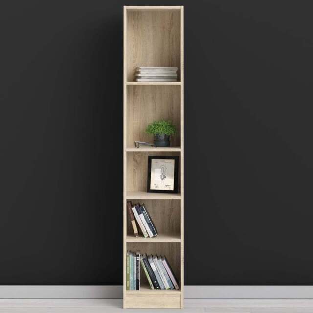 Florence Basic 4 Shelf Oak Narrow Tall Bookcase - Brown - Furniture to Go - Wilko - image 1