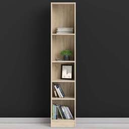 Florence Basic 4 Shelf Oak Narrow Tall Bookcase - Brown - Furniture to Go - Wilko