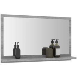 vidaXL Single Shelf Grey Sonoma Bathroom Mirror - Size: 37 x 60 x 10.5cm - Wilko - thumbnail 6
