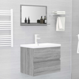 vidaXL Single Shelf Grey Sonoma Bathroom Mirror - Size: 37 x 60 x 10.5cm - Wilko - thumbnail 3
