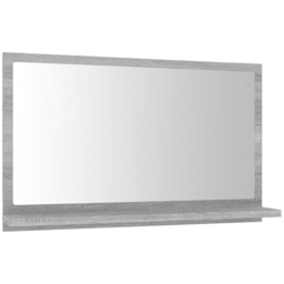 vidaXL Single Shelf Grey Sonoma Bathroom Mirror - Size: 37 x 60 x 10.5cm - Wilko
