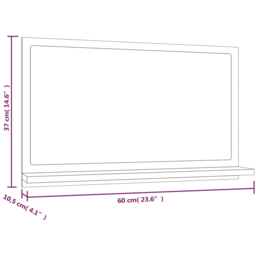 vidaXL Single Shelf Grey Sonoma Bathroom Mirror - Size: 37 x 60 x 10.5cm - Wilko - thumbnail 7