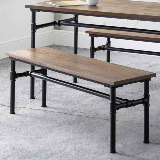 Julian Bowen Carnegie 2 Seater Mocha Elm Dining Bench - Size: 35 x 120 x 44cm - Black - Wilko - image 1