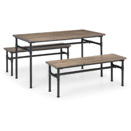 Julian Bowen Carnegie 2 Seater Mocha Elm Dining Bench - Size: 35 x 120 x 44cm - Black - Wilko - thumbnail 6