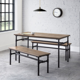 Julian Bowen Carnegie 2 Seater Mocha Elm Dining Bench - Size: 35 x 120 x 44cm - Black - Wilko - thumbnail 7