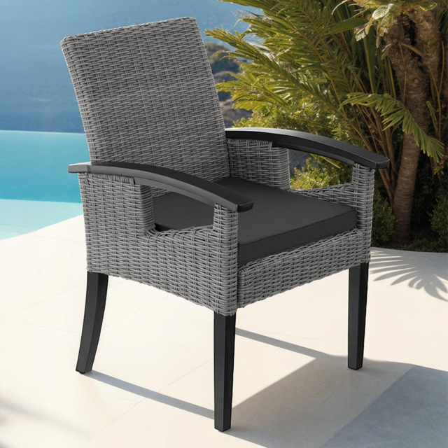 tectake Rosarno Grey Rattan Wooden Frame Garden Chair - Size: 94 x 62.5 x 71.5cm - Wilko - image 1