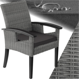 tectake Rosarno Grey Rattan Wooden Frame Garden Chair - Size: 94 x 62.5 x 71.5cm - Wilko - thumbnail 3