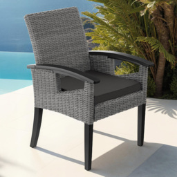 tectake Rosarno Grey Rattan Wooden Frame Garden Chair - Size: 94 x 62.5 x 71.5cm - Wilko - thumbnail 1