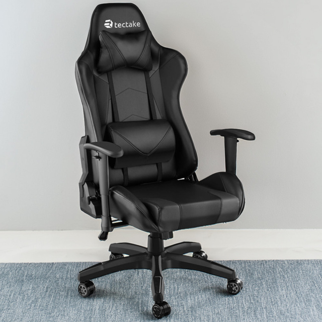 tectake Stealth Black Gaming Chair - Size: 125 x 68 x 69cm - Wilko - image 1