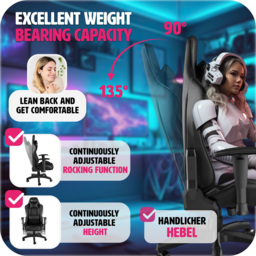 tectake Stealth Black Gaming Chair - Size: 125 x 68 x 69cm - Wilko - thumbnail 6