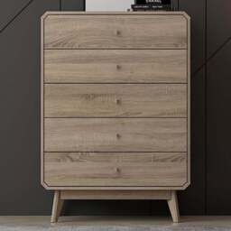 Kudl BR15 5 Drawer Light Oak Chest of Drawers - Brown - Wilko - thumbnail 1