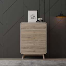 Kudl BR15 5 Drawer Light Oak Chest of Drawers - Brown - Wilko - thumbnail 4