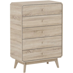 Kudl BR15 5 Drawer Light Oak Chest of Drawers - Brown - Wilko - thumbnail 3