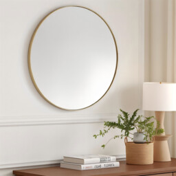 Round Metal Mirror Gold 70cm - Wilko - thumbnail 2