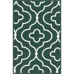 Desire Rugs Havana Emerald Quatrefoil Anti Slip Door Mat 120 x 67cm - Size: 67 x 120cm - Green - Wilko - thumbnail 1