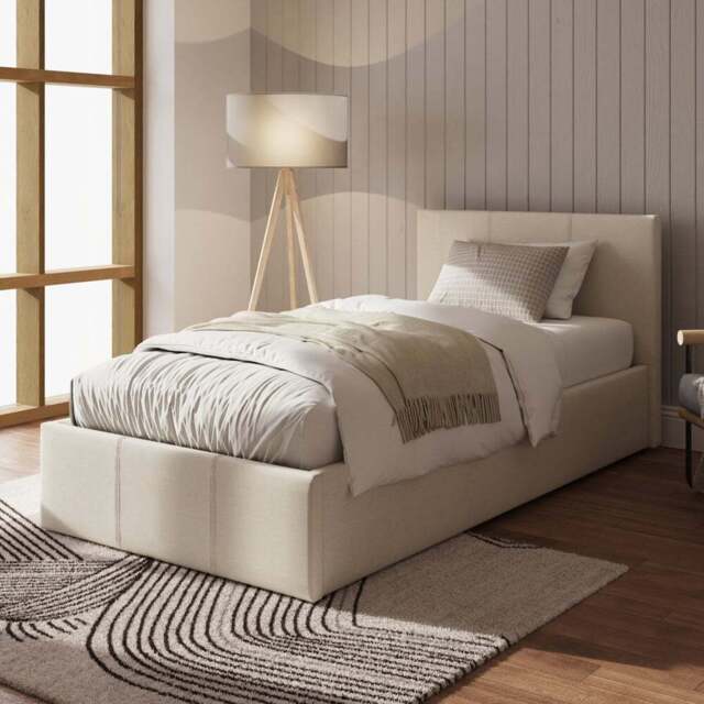 GFW Single Natural Side Lift Ottoman Bed - Cream - Wilko - image 1