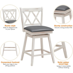 Costway White Counter Height Bar Stool Set of 2 - Size: 91 x 56 x 24cm - Wilko - thumbnail 5