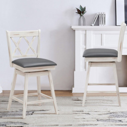 Costway White Counter Height Bar Stool Set of 2 - Size: 91 x 56 x 24cm - Wilko - thumbnail 1
