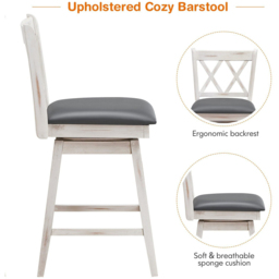 Costway White Counter Height Bar Stool Set of 2 - Size: 91 x 56 x 24cm - Wilko - thumbnail 6