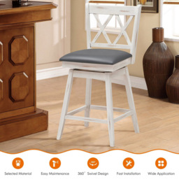 Costway White Counter Height Bar Stool Set of 2 - Size: 91 x 56 x 24cm - Wilko - thumbnail 4