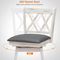 Costway White Counter Height Bar Stool Set of 2 - Size: 91 x 56 x 24cm - Wilko - thumbnail 7
