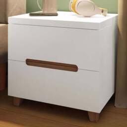 FWStyle Veloce 2 Drawer White Gloss Bedside Table - Wilko - thumbnail 1