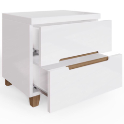 FWStyle Veloce 2 Drawer White Gloss Bedside Table - Wilko - thumbnail 4