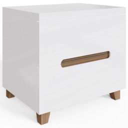 FWStyle Veloce 2 Drawer White Gloss Bedside Table - Wilko - thumbnail 3