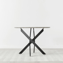 Furniturebox Arona 4 Seater Round Dining Table Concrete and Black - Grey - Wilko - thumbnail 7