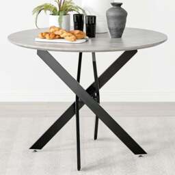 Furniturebox Arona 4 Seater Round Dining Table Concrete and Black - Grey - Wilko - thumbnail 1