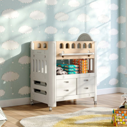 H&O Direct 4 Drawer Single Shelf Brown Rolling Baby Diaper Changing Table - Size: 108 x 85 x 62cm - Wilko - thumbnail 6