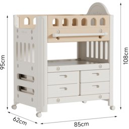 H&O Direct 4 Drawer Single Shelf Brown Rolling Baby Diaper Changing Table - Size: 108 x 85 x 62cm - Wilko - thumbnail 7