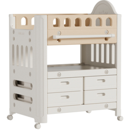 H&O Direct 4 Drawer Single Shelf Brown Rolling Baby Diaper Changing Table - Size: 108 x 85 x 62cm - Wilko - thumbnail 3