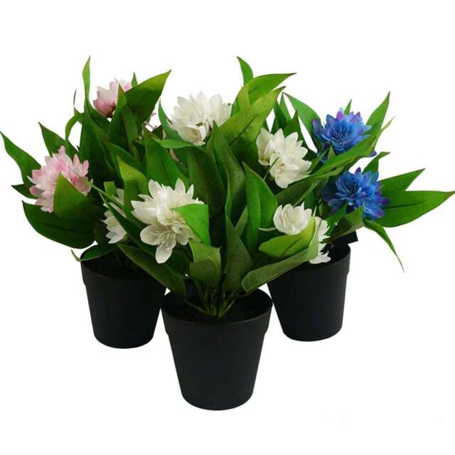 Leaf Freesia Artificial Plant in Pot 18cm 3 Pack - Size: 18 x 25 x 25cm - Green - Wilko - image 1