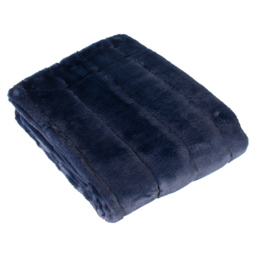 Paoletti Empress Navy Large Faux Fur Throw 140 x 200cm - Size: 200 x 140cm - Blue - Wilko - thumbnail 4