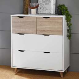 Stockholm 4 Drawer Oak and White Chest of Drawers - Multi - LPD Home - Wilko - thumbnail 5