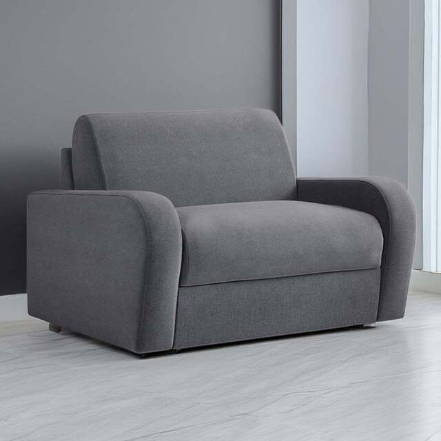 Jay-Be Deco Brushed Twill Admiral Snuggler Sofa Bed with e-Sprung Mattress - Size: 3 Seater - Grey - Wilko - image 1