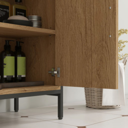 HOMCOM 2 Door Oak Under Sink Bathroom Cabinet - Size: 60 x 30 x 60cm - White - Wilko - thumbnail 4