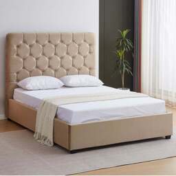 Seconique Madison Double Fawn Velvet Fabric Bed Frame - Wilko - thumbnail 1